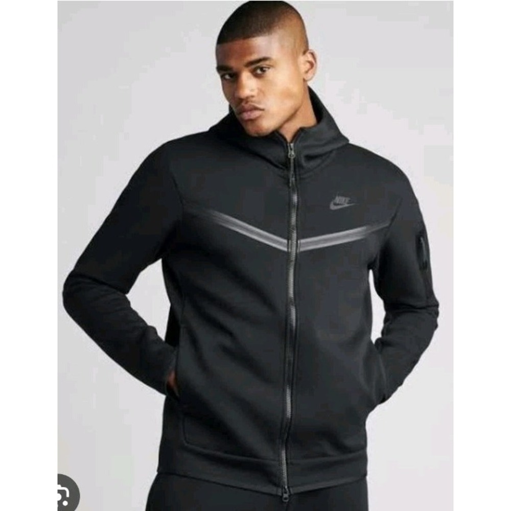 Nike Tech Fleece Hoodie Black Men XXL Full Zip Jumper Sweater Sweatshirt